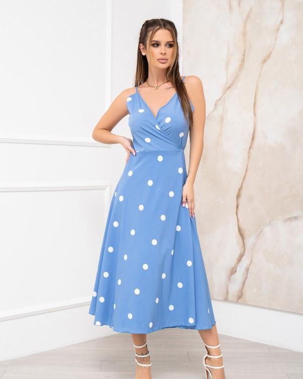 

Сарафан у горох на запах ISSA Plus S гірчичний