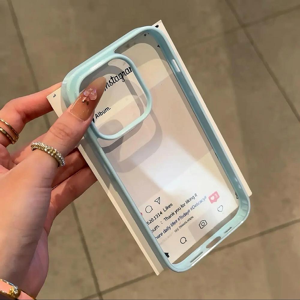 

Luxury Candy Color Glossy Soft Silicone Case for iPhone 16 15 14 13 12 11 Pro Max Plus 16E Hybrid PC Hard Clear Back Cover Shell iPhone 12