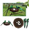 Realistic Artificial Woven Bird Nest Basket With Foam Chick Figure And Eggs Indoor Outdoor Easter Celebration Decoration
