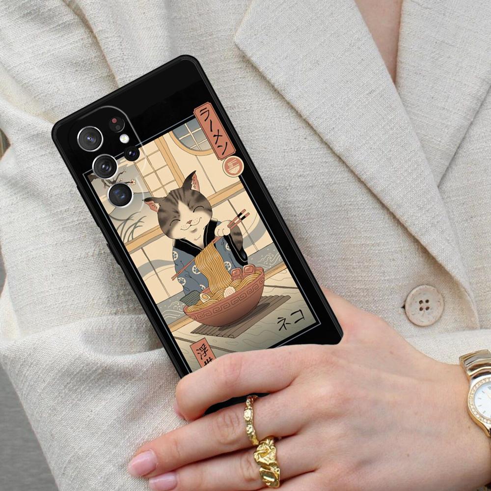 Neko Ramen Japan Cat Cell Phone Case for Samsung Galaxy S26 Ultra S25 S24 S23 S22 S21 S20 Note10 Cover