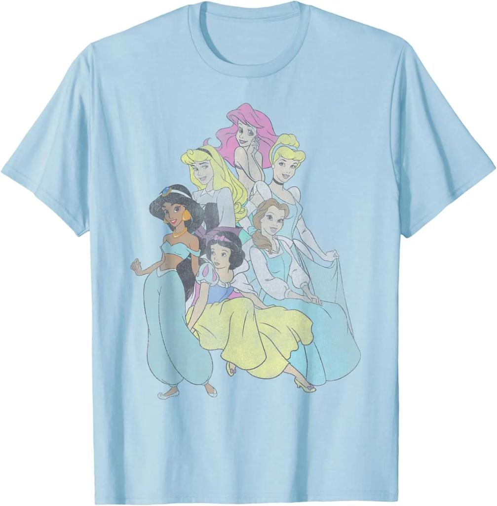Heißes Mode Casual Disney Prinzessinnen Gruppenfoto T-Shirt S-4XL Vier Jahreszeiten