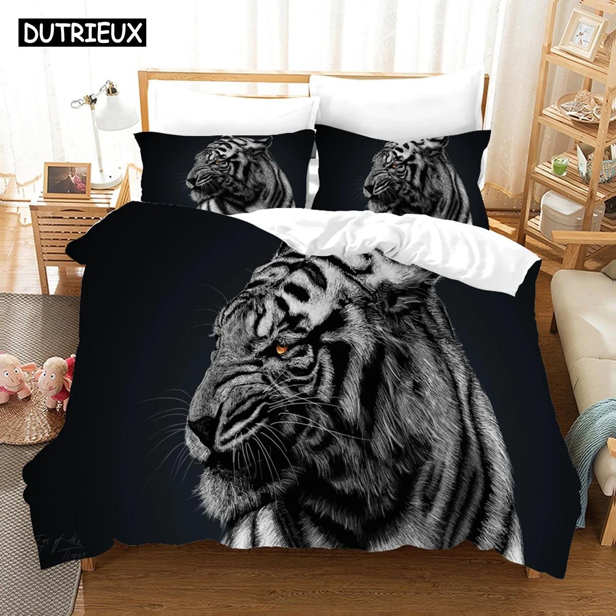 

3D Pattern Printed Soft and Comfortable Tiger Elegant Design Lion Wildness Animal Bedding Article Duvet Package Personality EU Single 135x200cm