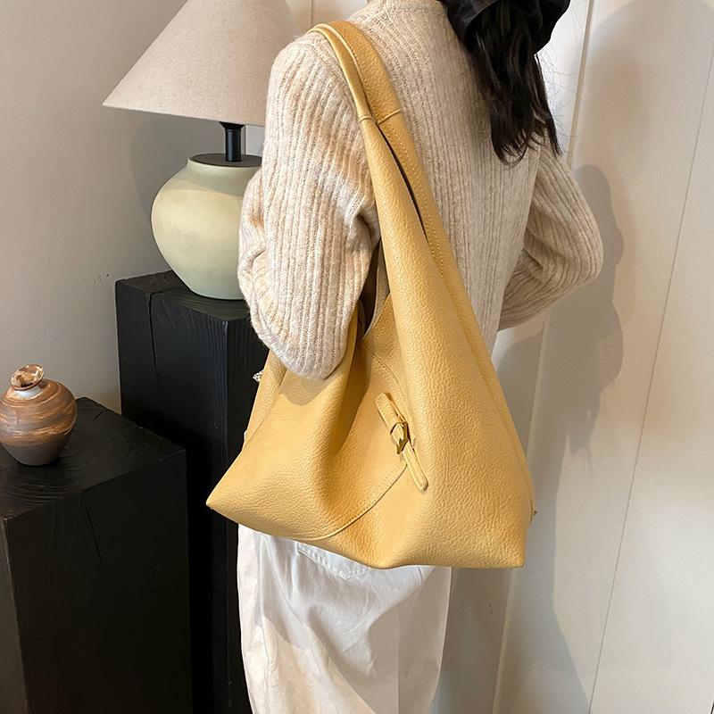 Lychee Pattern Shoulder Bag For Women Soft PU Leather Large Capacity Shopper Totes Winter Underarm Handbags