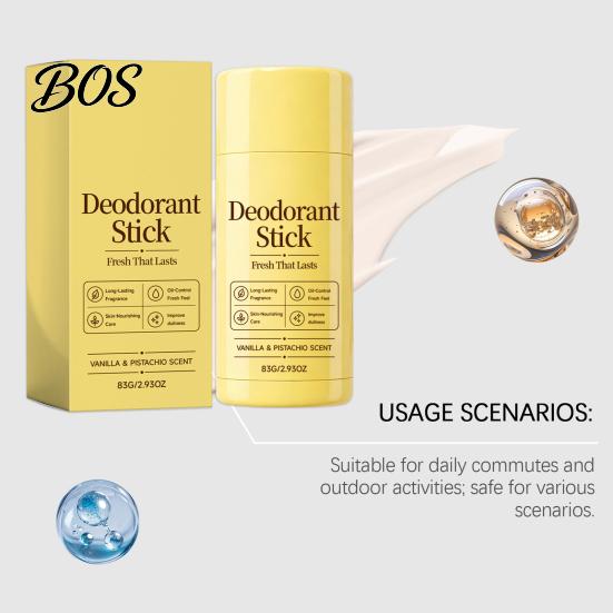Men Deodorant Stick 83G Vanilla & Pistachios Stick, Odor Protection Perfumed for Women Travel Men, Long Lasting Fresh Scent Underarm Care Cream