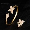 ZAKOL Bracelet Bague Luxueux Feuille Fleur Scintillante Micro-pavée Zirconia pour Femmes Manchette Exquise Mariage Fête Ensemble Zircon