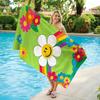 Asciugamano da Spiaggia Retro con Margherita Sorridente e Arcobaleno, Asciugamano da Bagno in Microfibra Colorato con Stampa Floreale Asciugatura Rapida, Asciugamano Leggero Assorbente