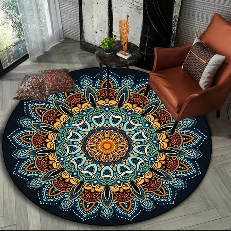 Bohemisk Mandala Rund Sovrum Nattduksbord Mat Korg Hängande Datorstol Golvmatta Meditation Yoga Mat decoracion