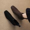 Krazing Pot Cow Suede Nubuck Winter Square Toe Modern Boots Thick High Heels Zipper Women Ankle Boots