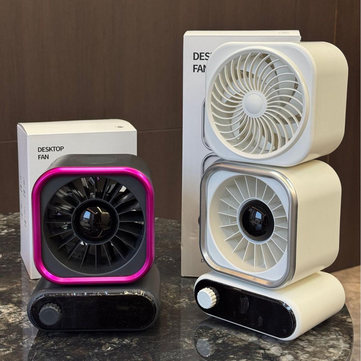 

2026 Portable Silent Mini Fan F399 with Strong Wind & Head-Shaking 360° Rotating Fan грязно-белый
