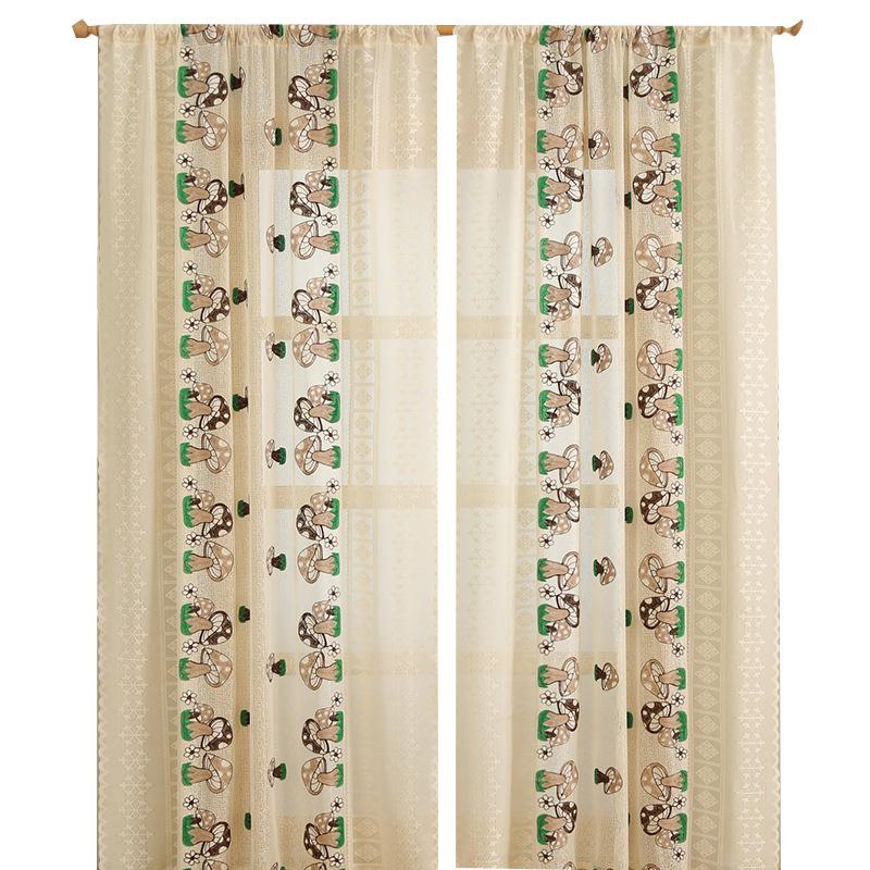 Labelled Small Mushroom Embroidered Curtains Bedroom French Cream Curtain Living Room Bedroom Balcony Window Screen