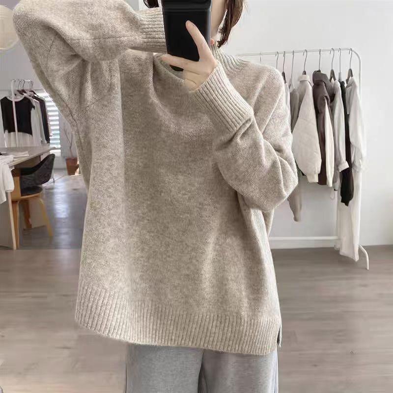 Sweater for Women Autumn Winter Thickened Warm Knitted Stretchy Long Sleeve High-neck Tops