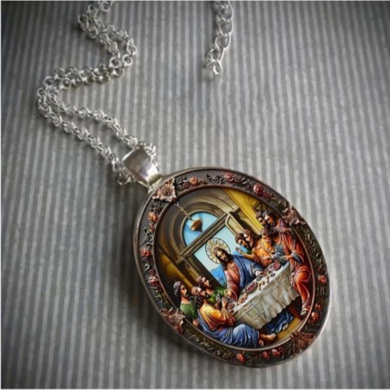 Anhänger Bemalt Retro Charakter Titanstahl Mode Hip-Hop Punk Halskette für Männer und Frauen