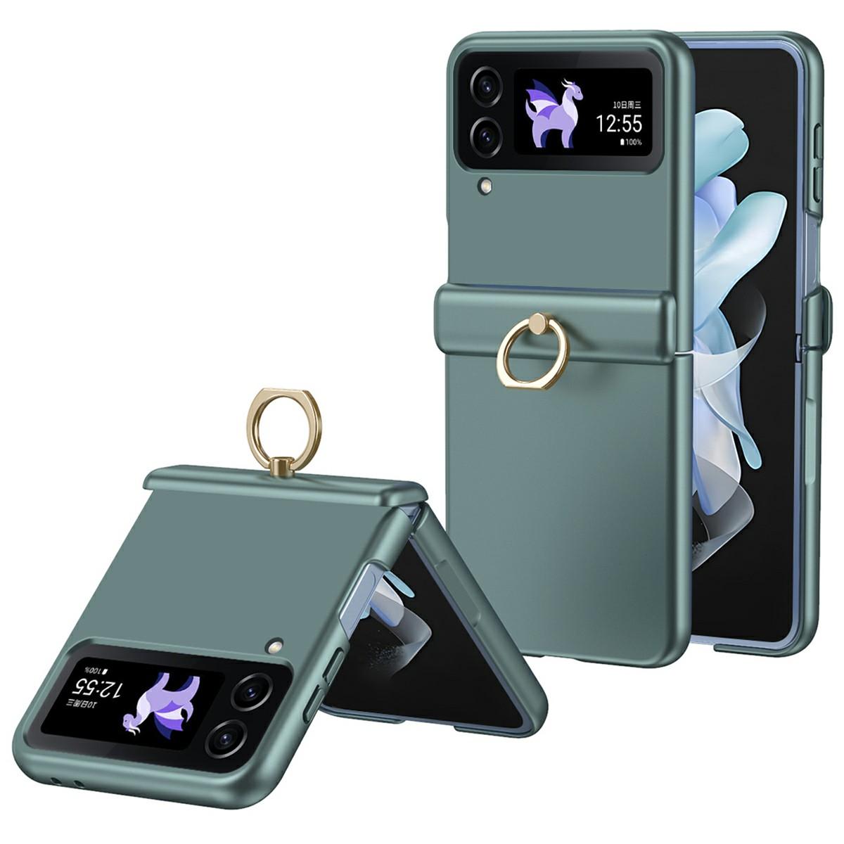 

For Samsung Galaxy Z Flip4 5G Case Ring Holder Kickstand PC Phone Cover Green