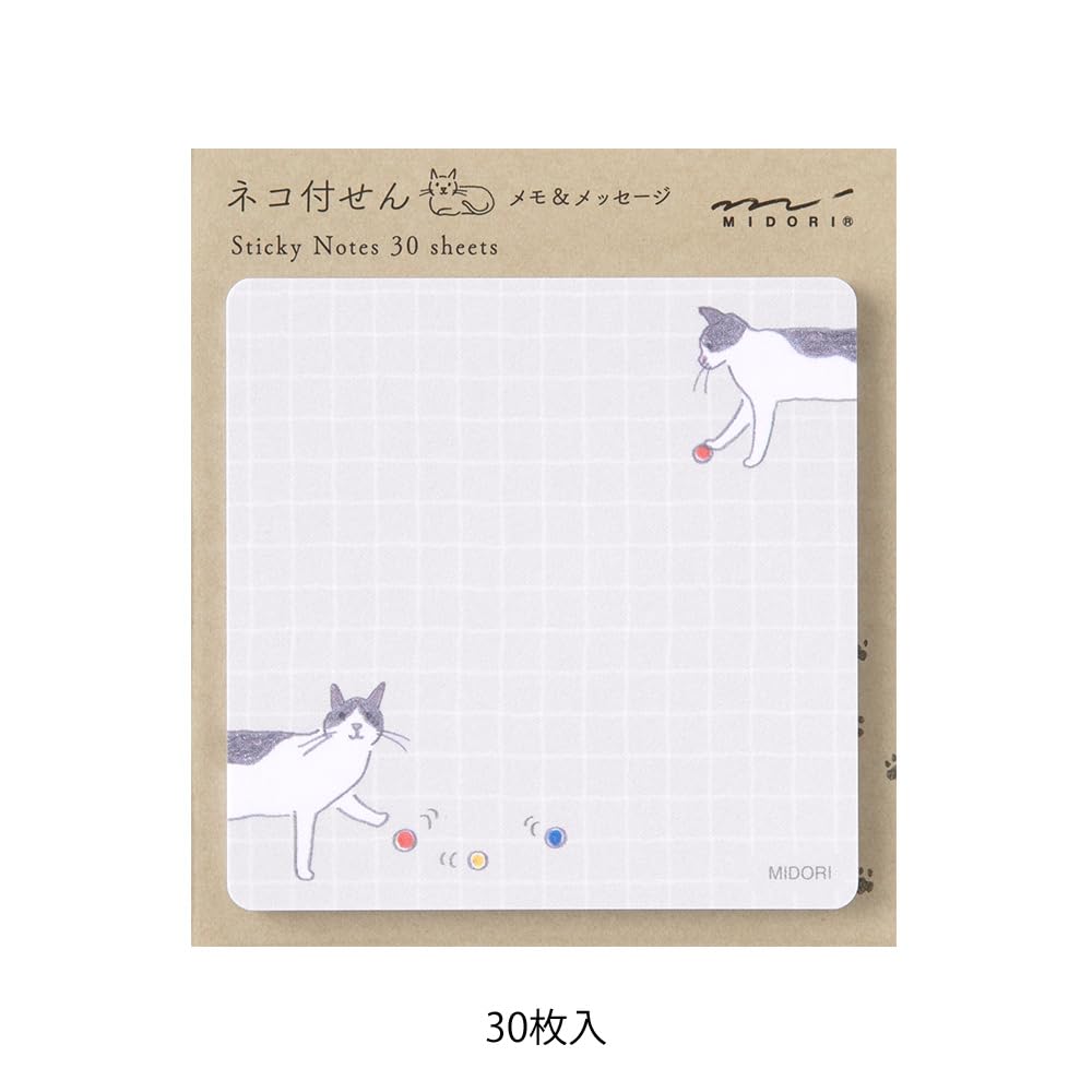 Midori Sticky Notes Ball and Cat Pattern 19096006