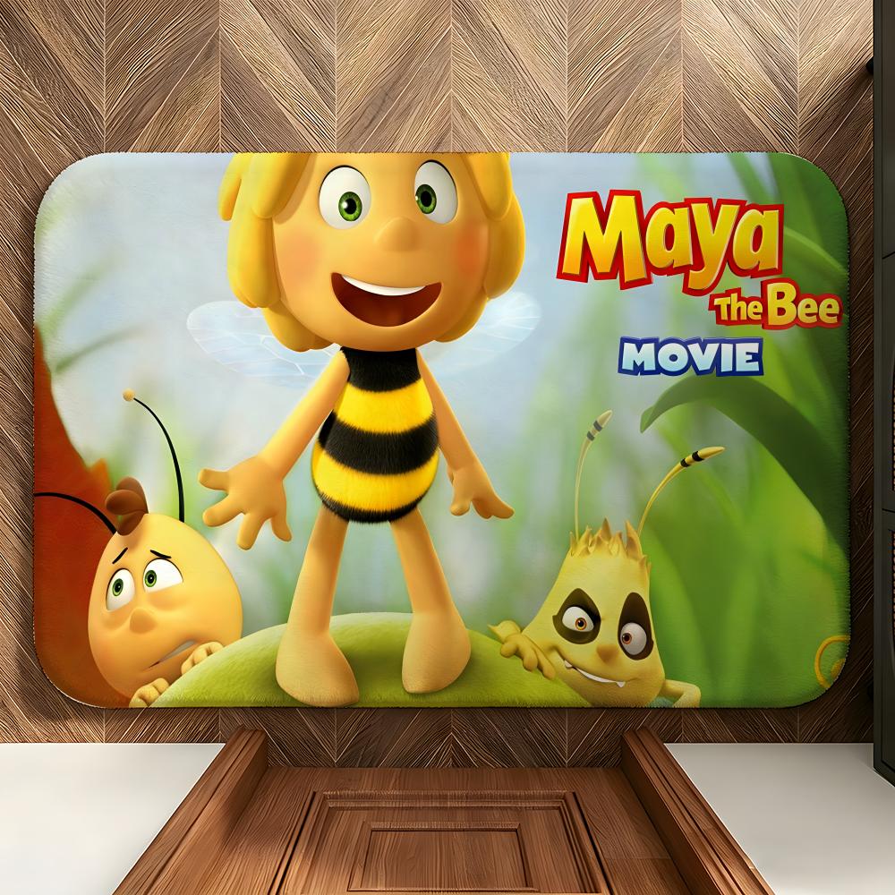 Cartoon M-Maya the B-Bee Floor Mat Soft Flannel Floor Mat Suitable for Entryways, Living Rooms, Bedrooms, and Bathrooms
