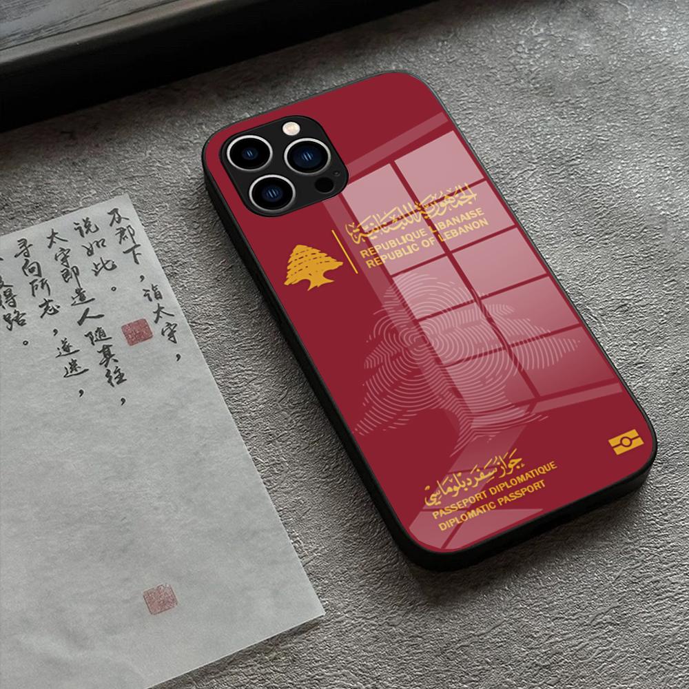 Libanon Vlag Telefoonhoesje Glas Voor iPhone 17 16 Promax 15 13 Pro 14 Plus 17 Pro 12 mini Galaxy S25 24 23 Zwarte Hoesjes