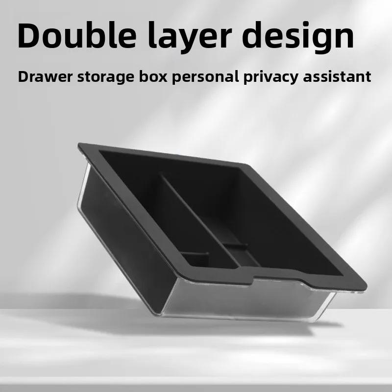 Autocollant de Voiture Chaud Pour Tesla Model 3 Model Y 2020-2026 Boîte de Rangement de Commande Centrale Silicone Double Boîte Outils de Voiture Utiles Modification de Voiture