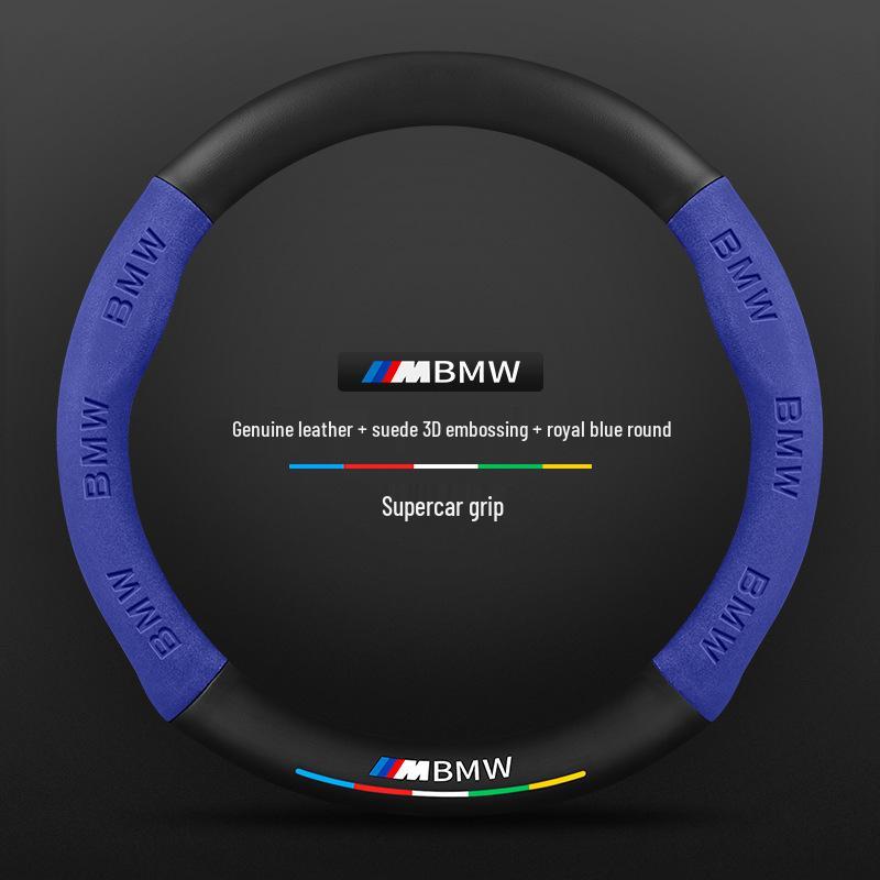 BMW iX3 Suede & Leather Steering Wheel Cover (2020-2022) - Universal, Four Seasons, Carbon Fiber Design