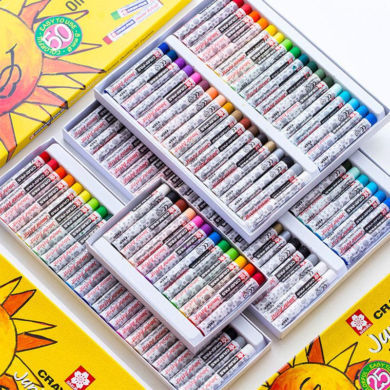 Washable Japan Sakura Oil Pastels: No-Mess Crayons for Kids & Students