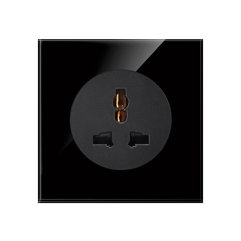 2022 New Black Glass Panel USB Wall Socket EU, Push Wall Switch with LED Indicator Light, UK 13A Wall Socket Switches