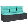 Divano da Giardino con Cuscini 3 Posti Nero Polyrattan