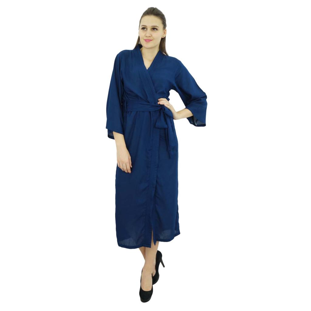 Bimba Women Long Solid Belt Robe Soft Modal Cotton Wrap Round Plain Bath