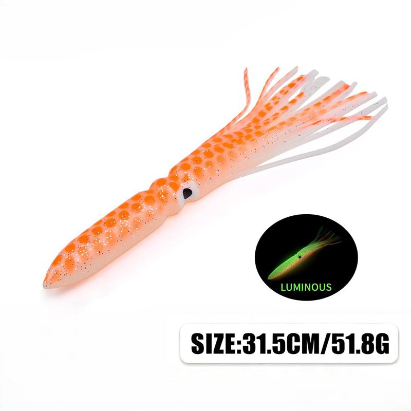 Calamar Blando Luminoso Grande de 17,5 cm-41 cm para Pesca en el Mar Falda de Calamar Pulpo Pesca de Arrastre Señuelos para Atún Aparejos de Pesca en Agua Salada