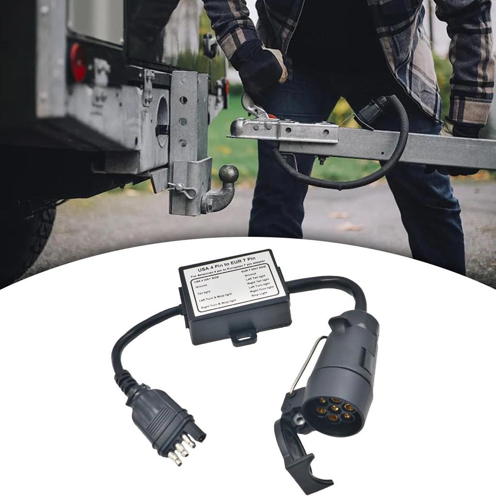 Trailer Adapter American 4-pin to European 7-pin for Truck Pickup Truck