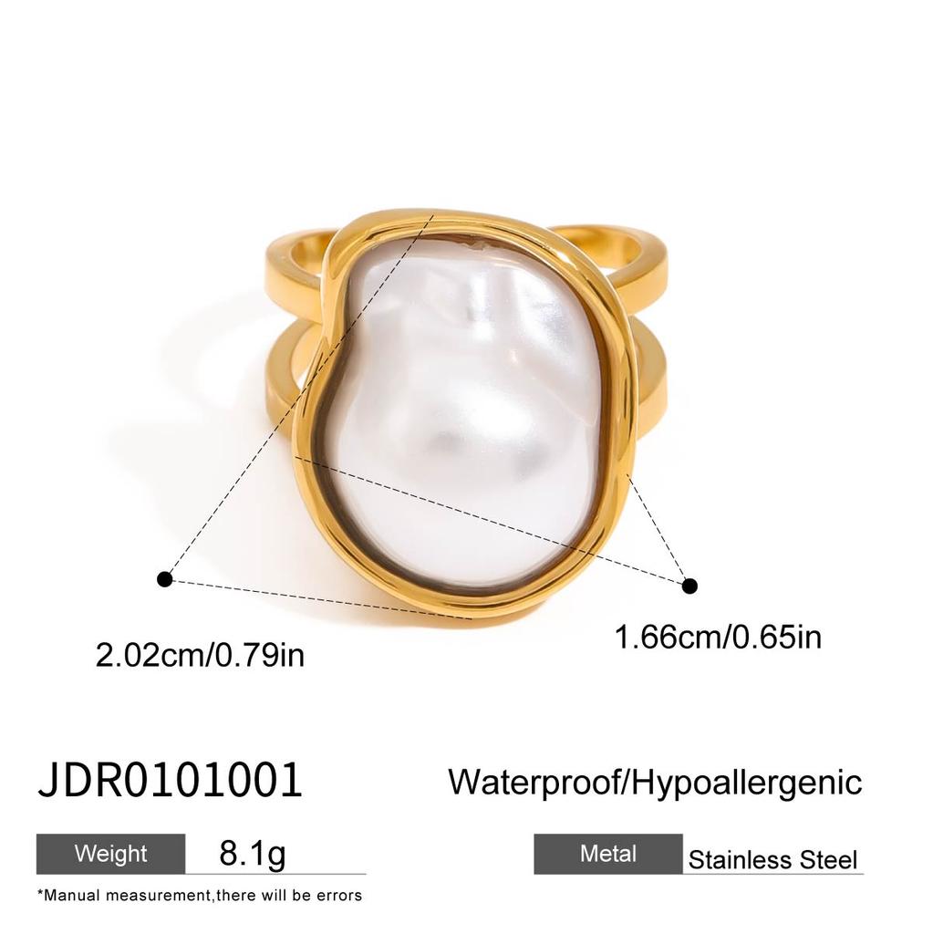 Youthway Elegant Minimalist Stainless Steel Irregular Baroque Imitation Zircon Earrings Necklace Rings Set Women Zircon Gift