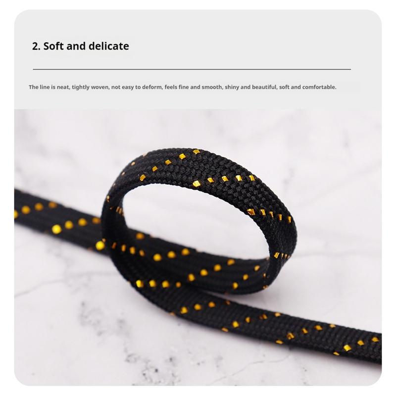 1Pair Luxury Gold wire Flat Shoelaces Sneakers Casual Shoe laces 7mm Wide Rope Shoelace Shoes Accessories 60/100/120/140/160CM