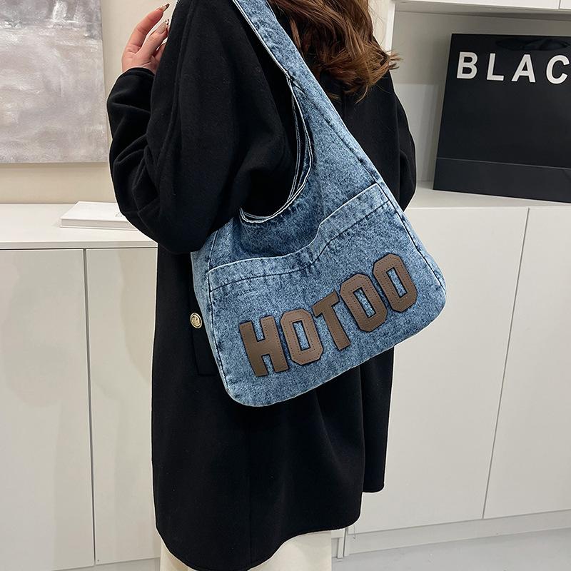 Denim Bag Women Fashion Casual Art Canvas Shoulder Bag Underarm Tote Bag
