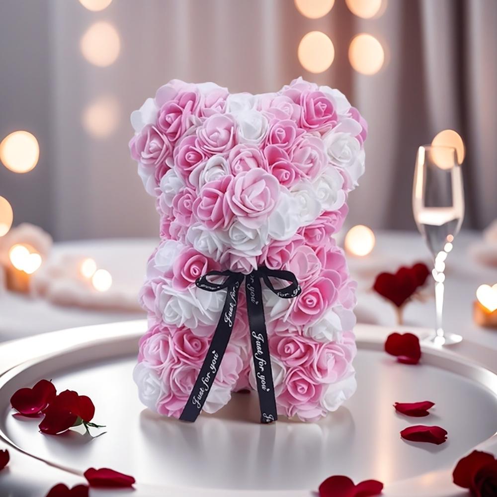 1Pc Artificial Rose Bear, Artificial Rose Bear Birthday, Valentine's Day, Wedding, Mother's Day and Anniversary Gifts