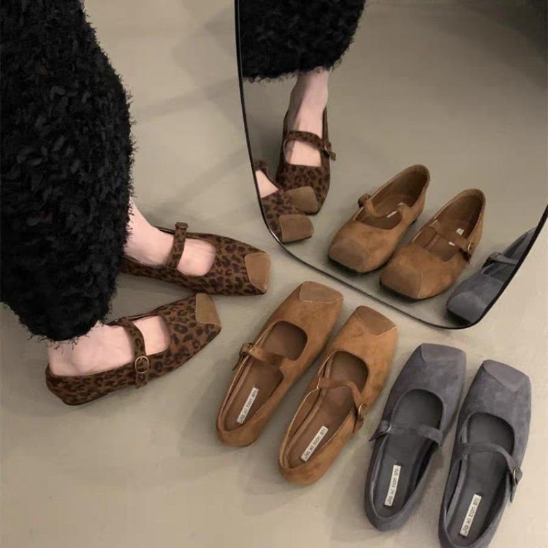 Fashion New Style Popular Women's Luxury Shoes Women's Retro Suede Flats Shoes Femme Women's Mary Jeans Ballerina Shoes Zapatos Mujer