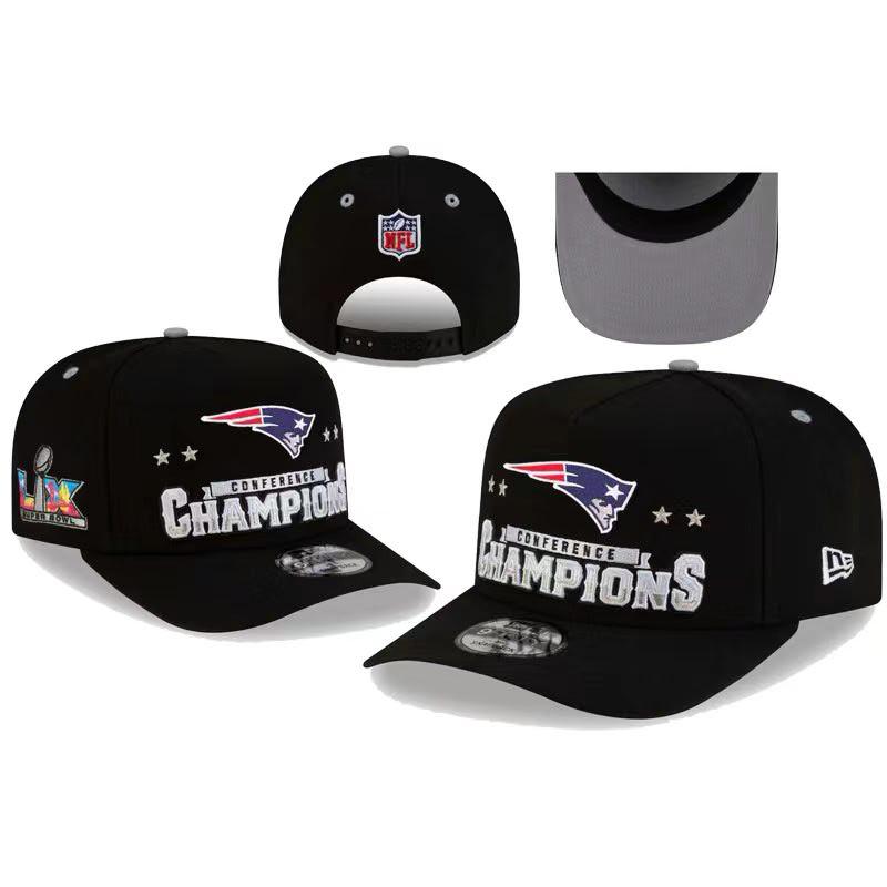 New England Patriots Conference Champions Snapback Hat, Super Bowl LIX Adjustable Black Baseball Cap, NFL Football Fans Streetwear one size