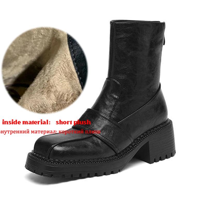 Krazing Pot Microfiber Winter Round Toe Modern Platform Size 33 Boots Size 43 Thick Bottom Zipper Women Ankle Boots