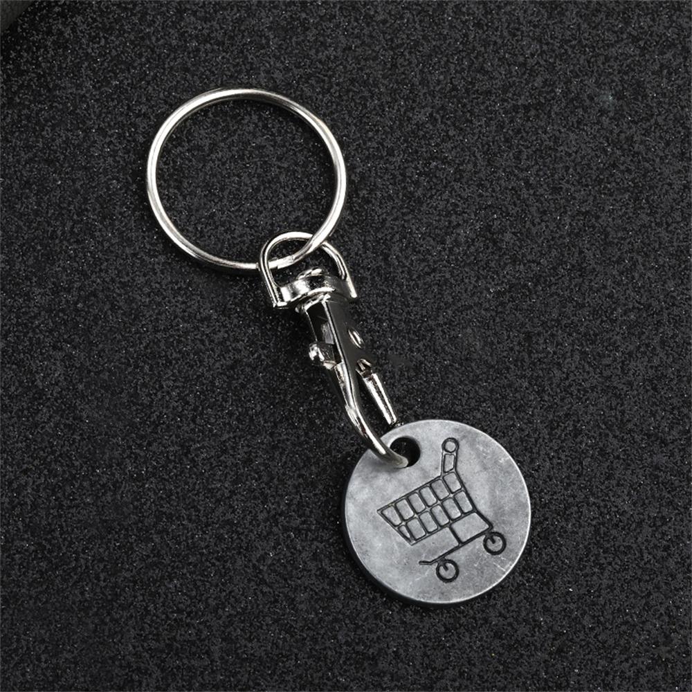New Metal Shopping Trolley Coin Holder Keychain Portable Carts Token Lobster Buckle Key Chain for Supermarket Promotion Gift