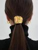 Gold Metall Geo Dekor Haargummi Lustiger Damen Luxus Stil Pferdeschwanzhalter Pferdeschwanz Haargummi Abdeckung, Gold Minimalist Haarnadel, Haarschmuck