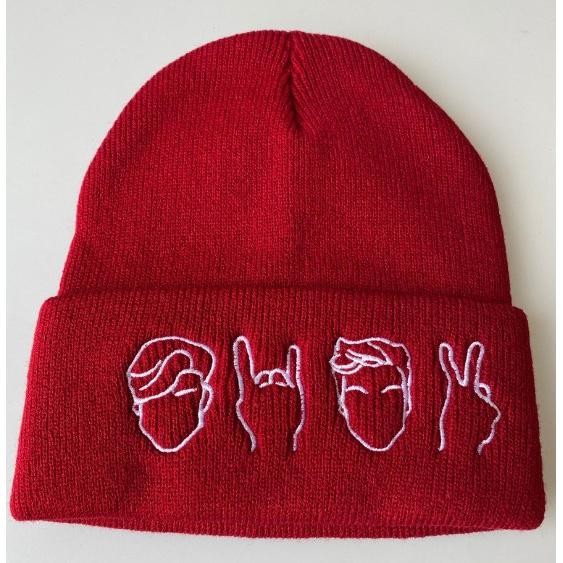 European and American internet celebrity expression gesture embroidered knitted hat, autumn and winter ski hat, pullover hat, woolen hat, Yiwu