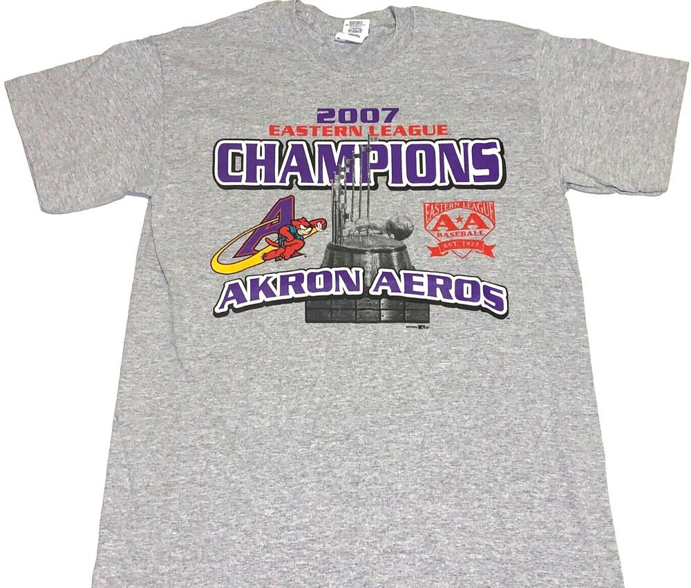 Rare Vintage 2007 Akron Aeros Baseball Champions Playoff Roster T-Shirt New! MED Unisex T-Shirt L