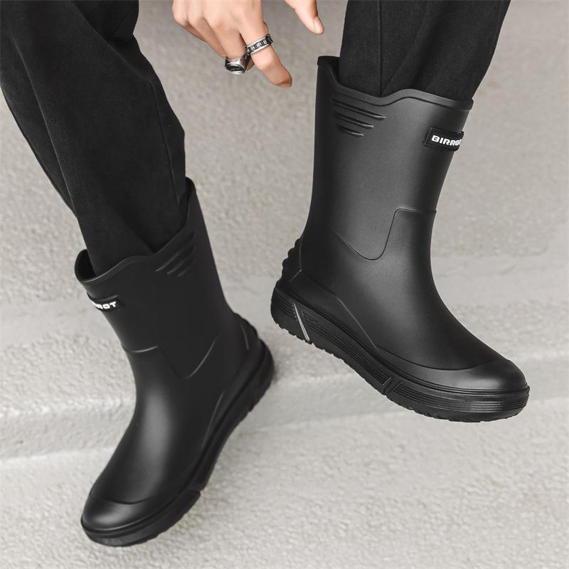 

Water Shoes Men s Mid Tube Non Slip Waterproof Shoe Fashion Outdoor Water Boots Warm Short Tube Rubber 45