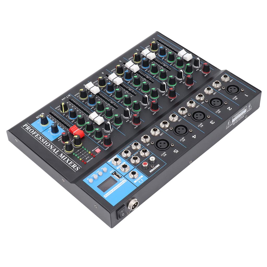 7 Channel Mixer USB Sound Board Mixing Console Professional Stage Equipment 100‑240V US Plug
