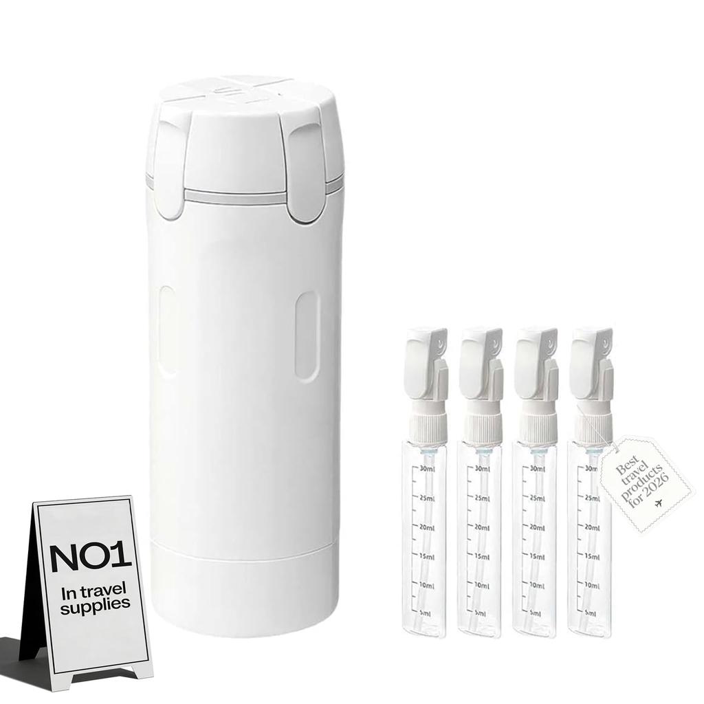 4-in-1 TSA Travel Bottles – Leak-Proof Pump & Squeeze Dispensers for Shampoo, Lotion, Conditioner – Refillable Toiletry Containers with Labels