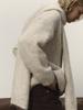 Women's Fall Winter Wool Sweater Set Loose Cozy Knit Top with Scarf, Cream White