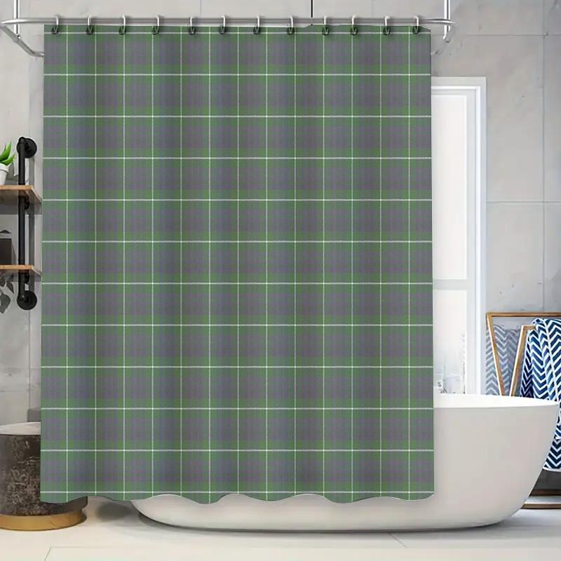 

Elegant Green Botanical Shower Curtain Vintage Floral Pattern Bathroom Decor Set Waterproof Fabric Liner W60H190(CM)-1 Pcs