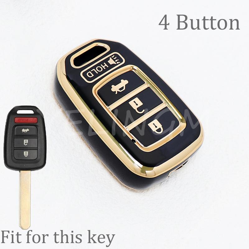 4 Button Shell Fob For Honda Accord Civic Crv Jazz Hr-V Hrv 2013 2014 Car Remote Key Cover Case Keychain Accessories
