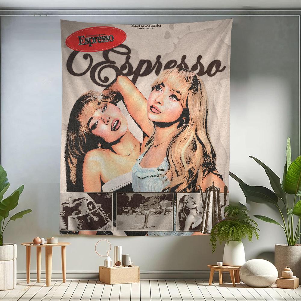 Modern Fashion Singer Sabrina Carpenter Anime Tapestry Hippie Flower Wall Carpets Dorm Decor Wall Hanging Home Decor