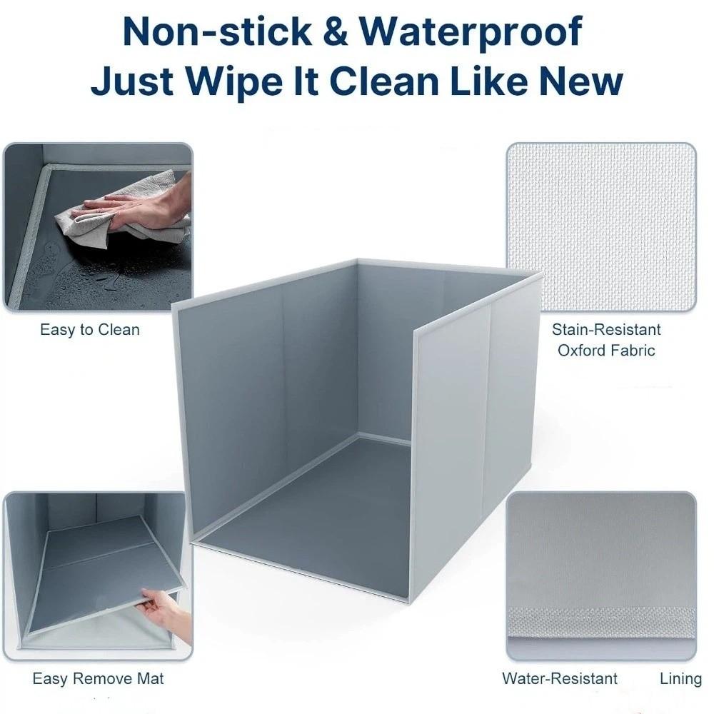 Open Top Cat Litter Box Enclosure High Sided Waterproof Cat Litter Box Baffle Foldable Portable Cat Litter Box Fence