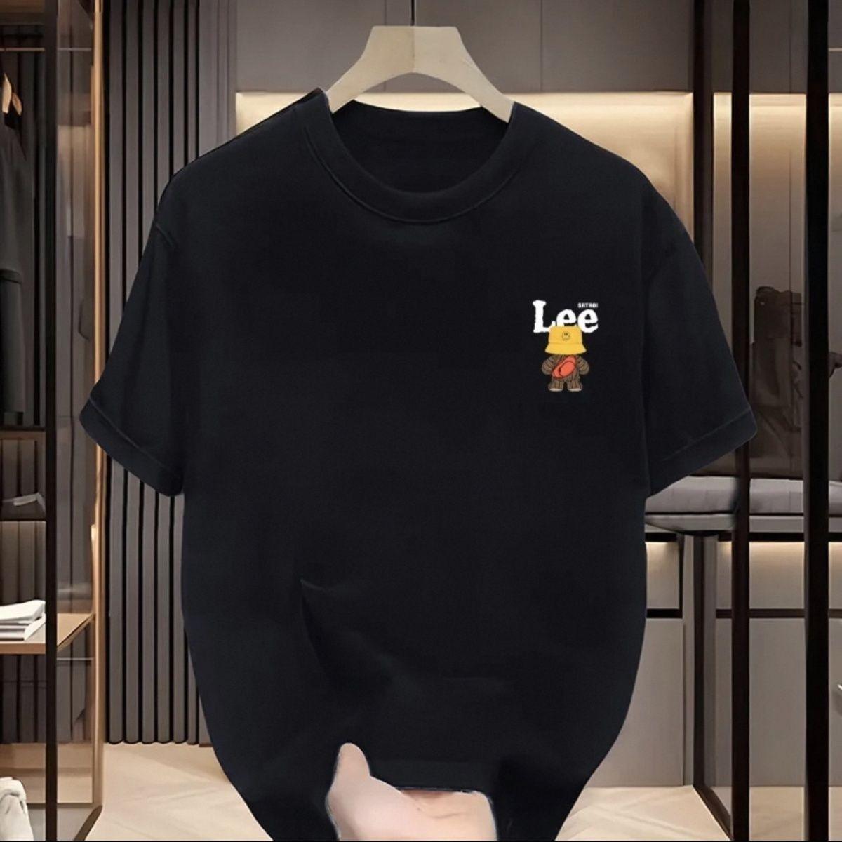 

New printed letter pattern American retro heavy cotton short-sleeved t-shirt men s and women s chic top 4XL