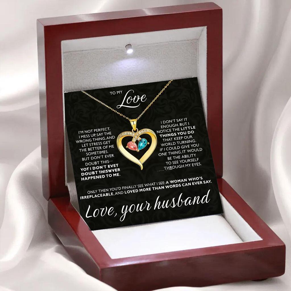 Creative Zodiac Heart & Water Drop Pendant Necklace with Engravable Name