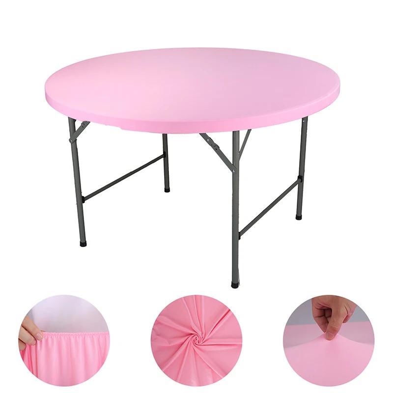 Round Picnic Table Cloth Wedding Solid Color Elastic Fitted Table Covers for Outdoor Camping Wedding Banquet Party Dining Tables